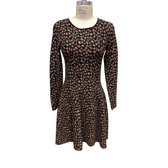 DKNY Knit Leopard Print Fit & Flare Dress Size Small - Picture 1 of 10